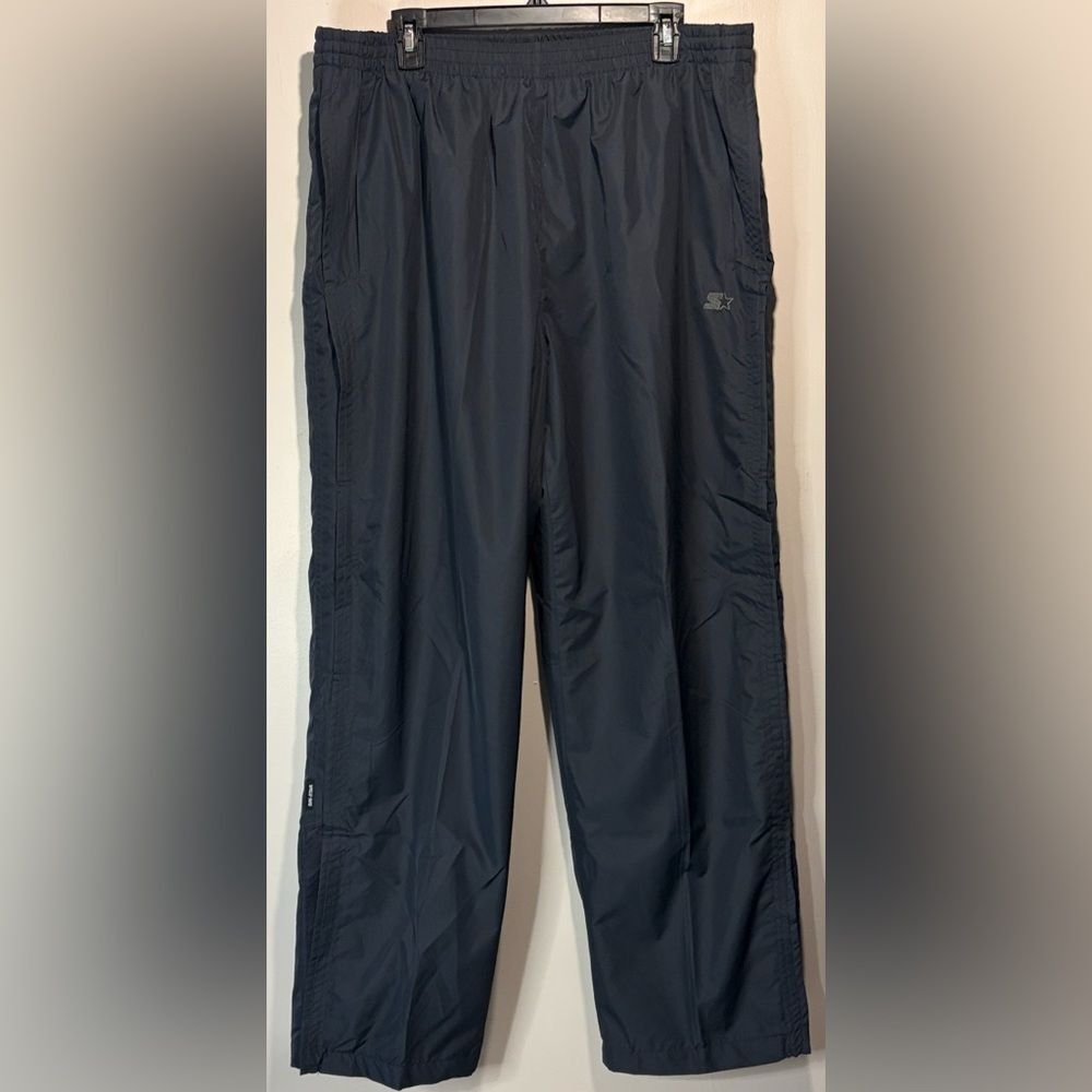 Vintage Starter Track Pants Y2K Grey Elastic Pull On Lined Side Zippers- Size XL